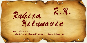 Rakita Milunović vizit kartica